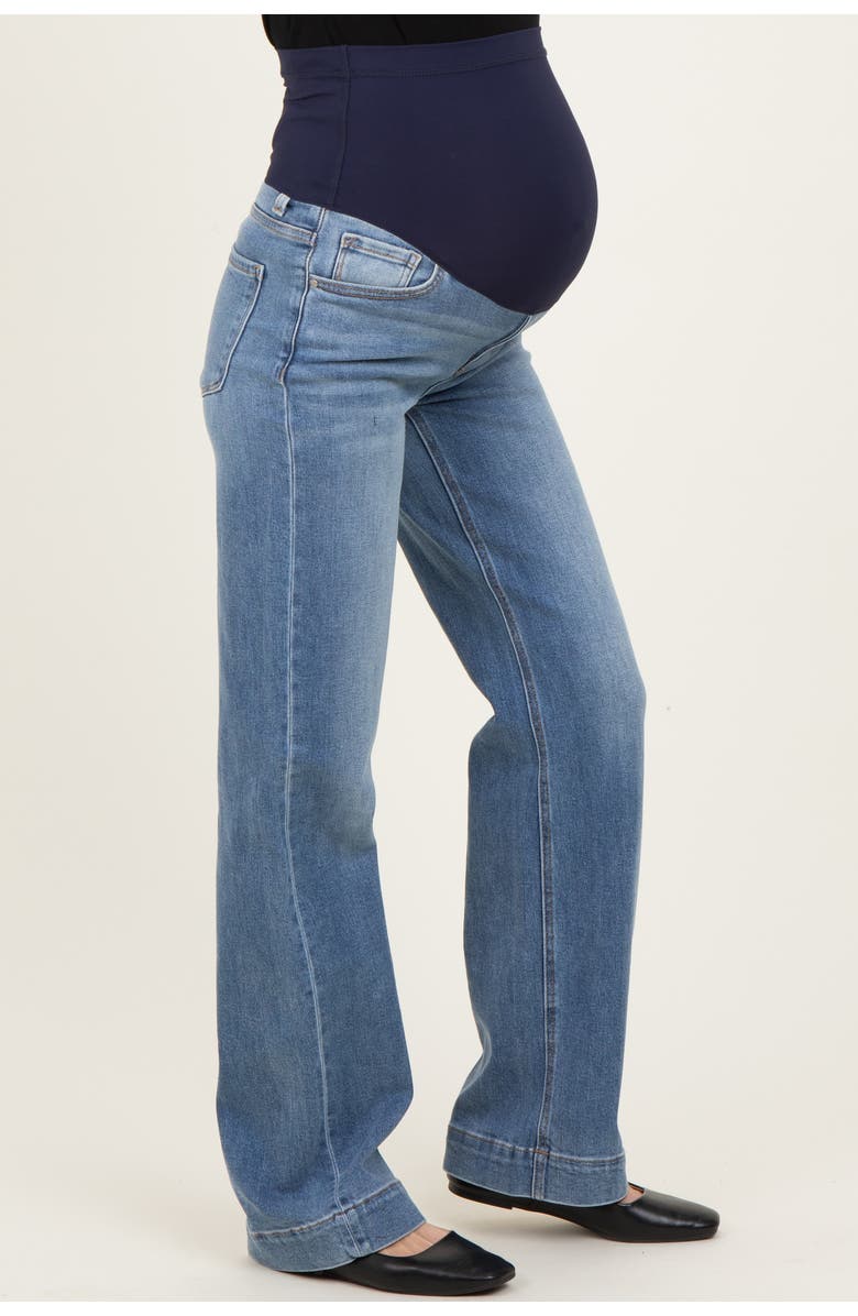 PinkBlush Wide Hem Straight Leg Maternity Jeans, Alternate, color, Blue