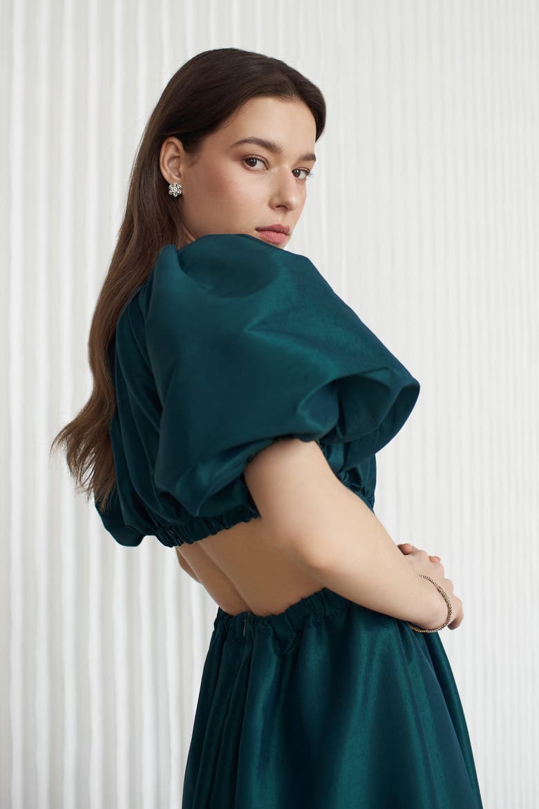 Laila Maxi Taffeta Dress, Alternate, color, Emerald Green