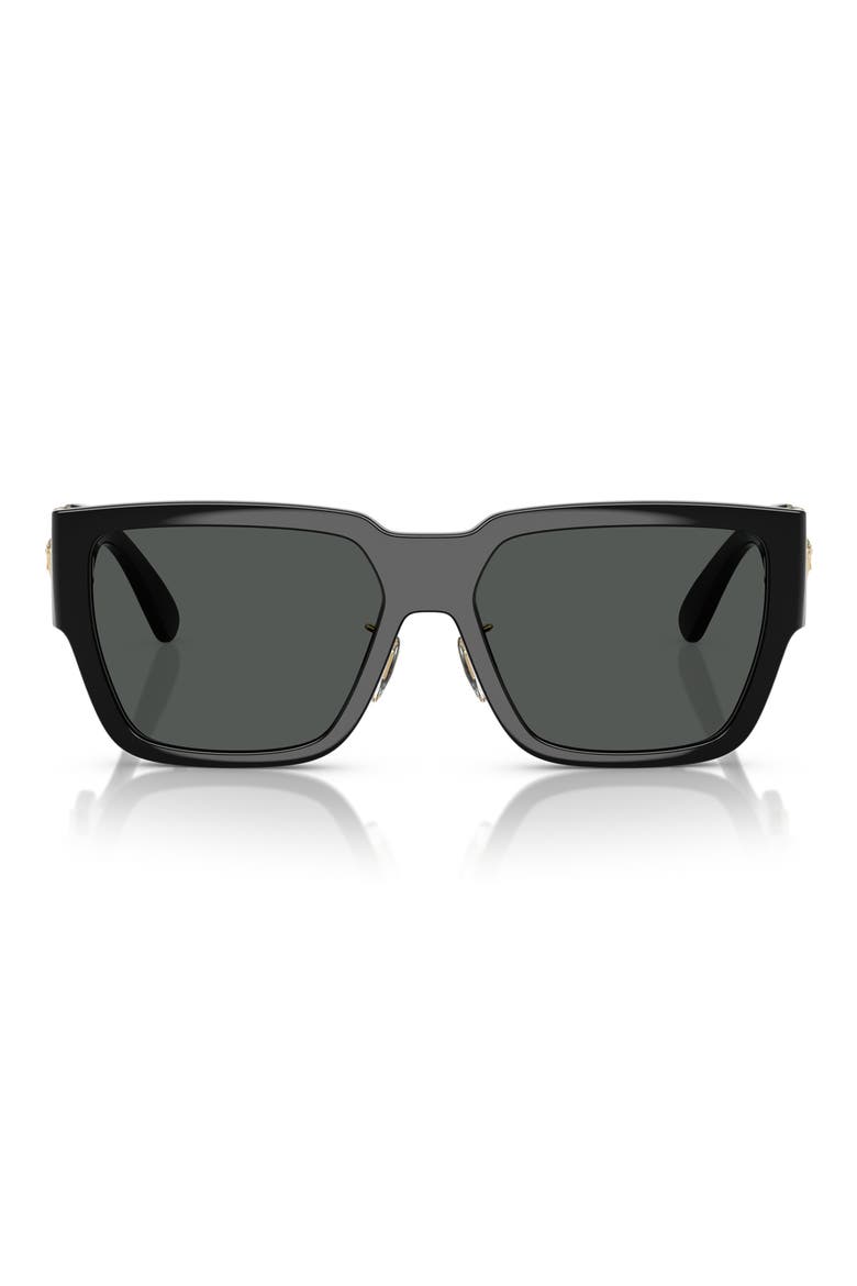 Biggie 57mm Rectangular Sunglasses, Main, color, DARK GREY
