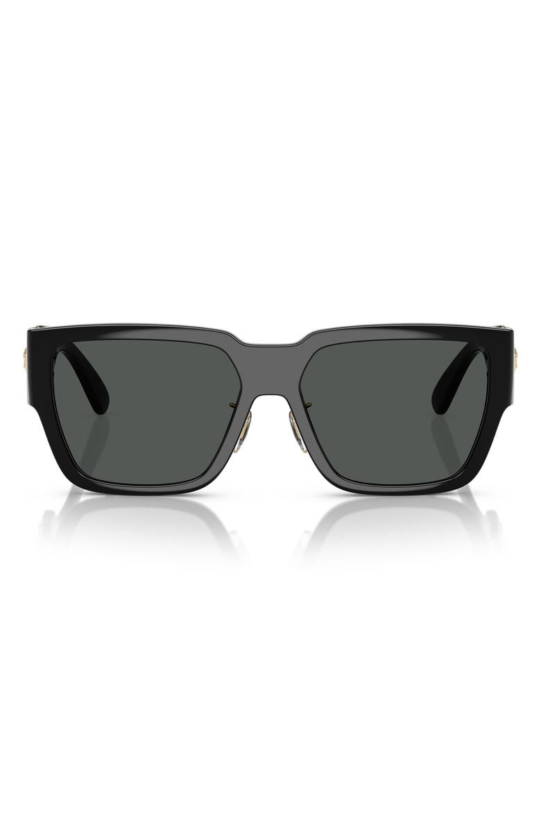 Versace Biggie 57mm Rectangular Sunglasses, Main, color, Dark Grey