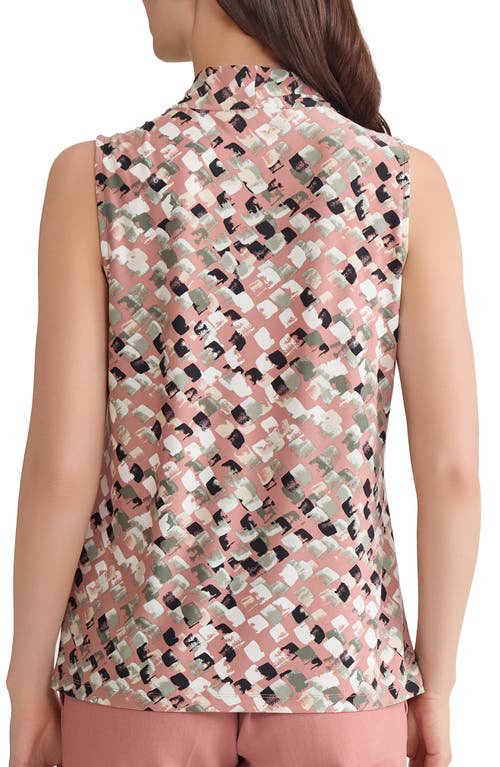 Kasper Print Knot Front Sleeveless Jersey Top In Pink