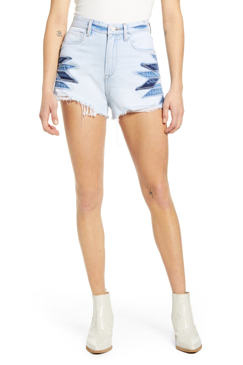 The Barrow High Waist Cutoff Denim Shorts, Main, color, BORDERLINES