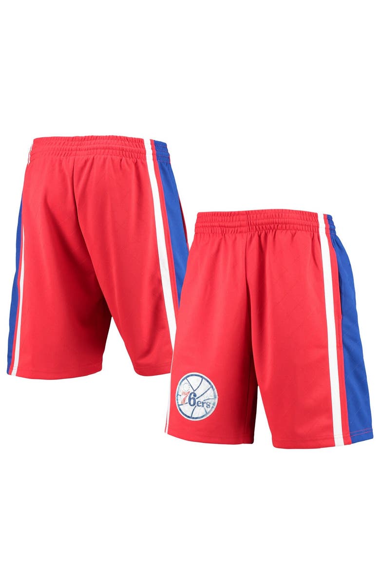 Mitchell & Ness Men's Mitchell & Ness Red Philadelphia 76ers Hardwood Classics 75th Anniversary Swingman Shorts, Main, color, Red