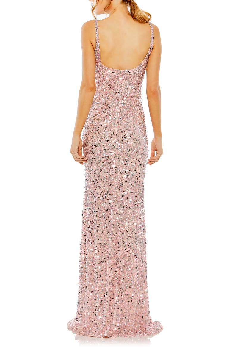 Sequined Low Back Slip Gown, Alternate, color, PINK