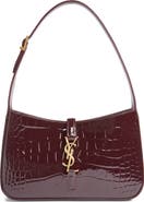 Saint Laurent Le 5 à 7 Croc Embossed Patent Leather Shoulder Bag