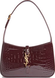 Saint Laurent Le 5 à 7 Croc Embossed Patent Leather Shoulder Bag
