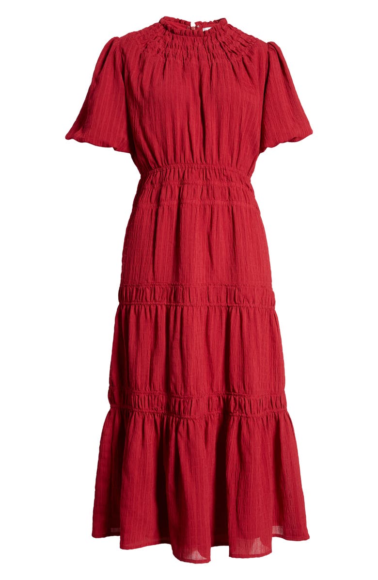 Adelyn Rae Vero Texutred Smock Detail Midi Dress, Alternate, color,