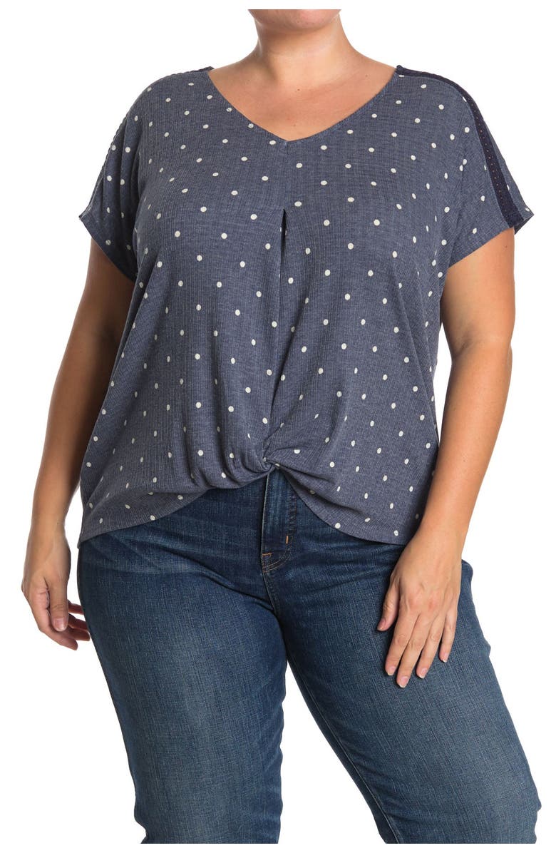 COMO VINTAGE Short Sleeve Knit Polka Dot Top, Alternate, color, 