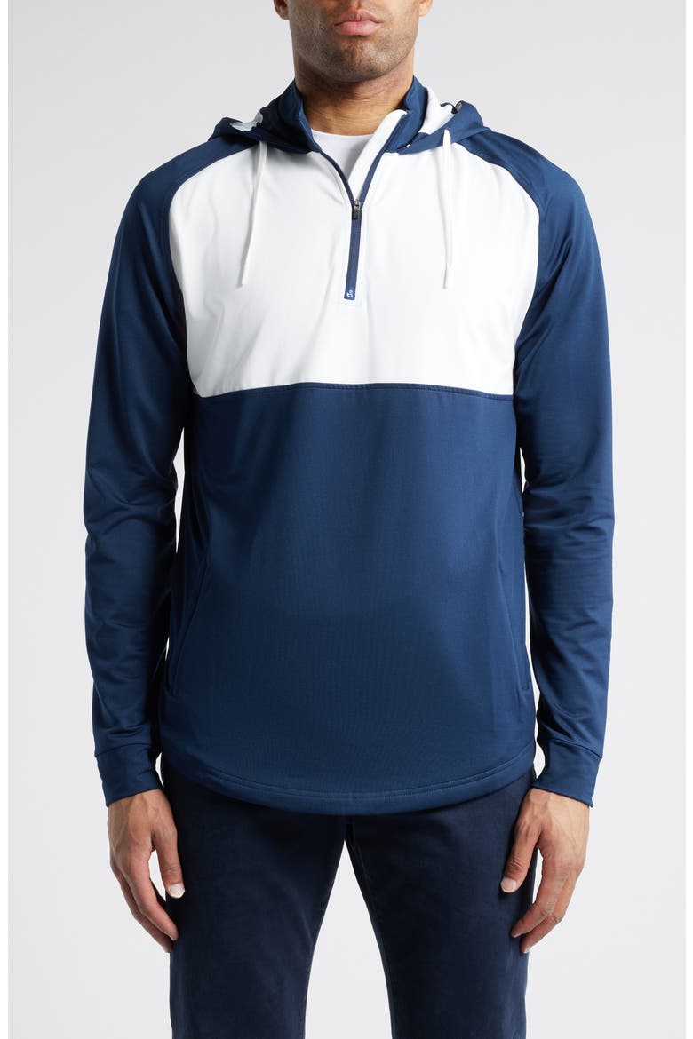 Logan Colorblock Half Zip Hoodie, Main, color, MIDNIGHT NAVY