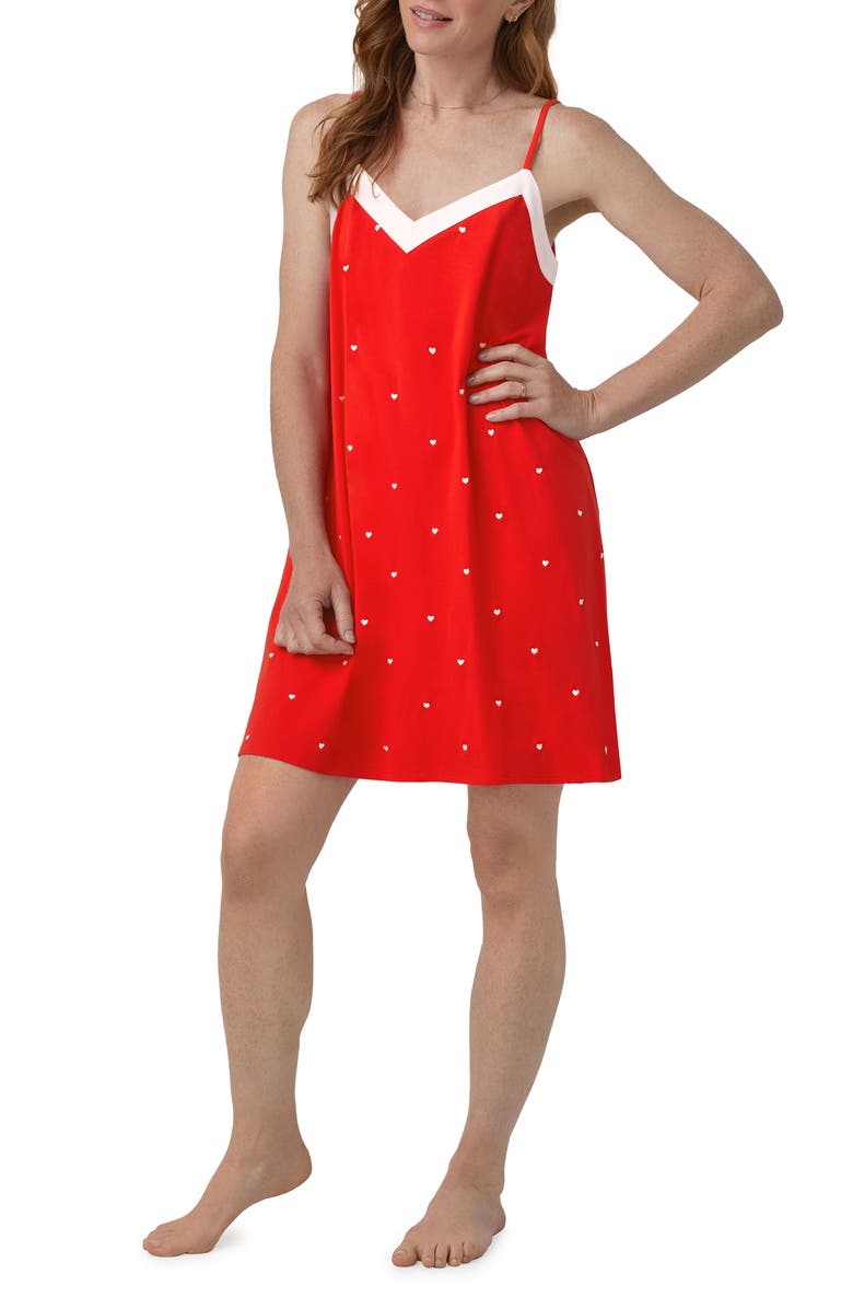 BedHead Pajamas Heart Print Stretch Organic Cotton Chemise, Alternate, color, 