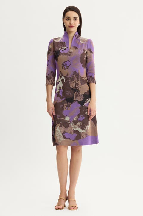 A-Line Multi Colored Jacquard Knit Dress
