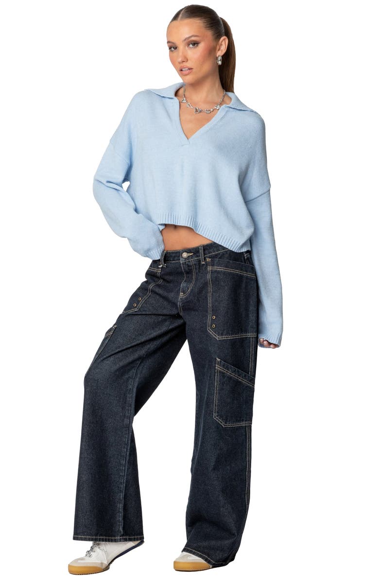 EDIKTED Xana Low Rise Wide Leg Carpenter Jeans, Alternate, color,