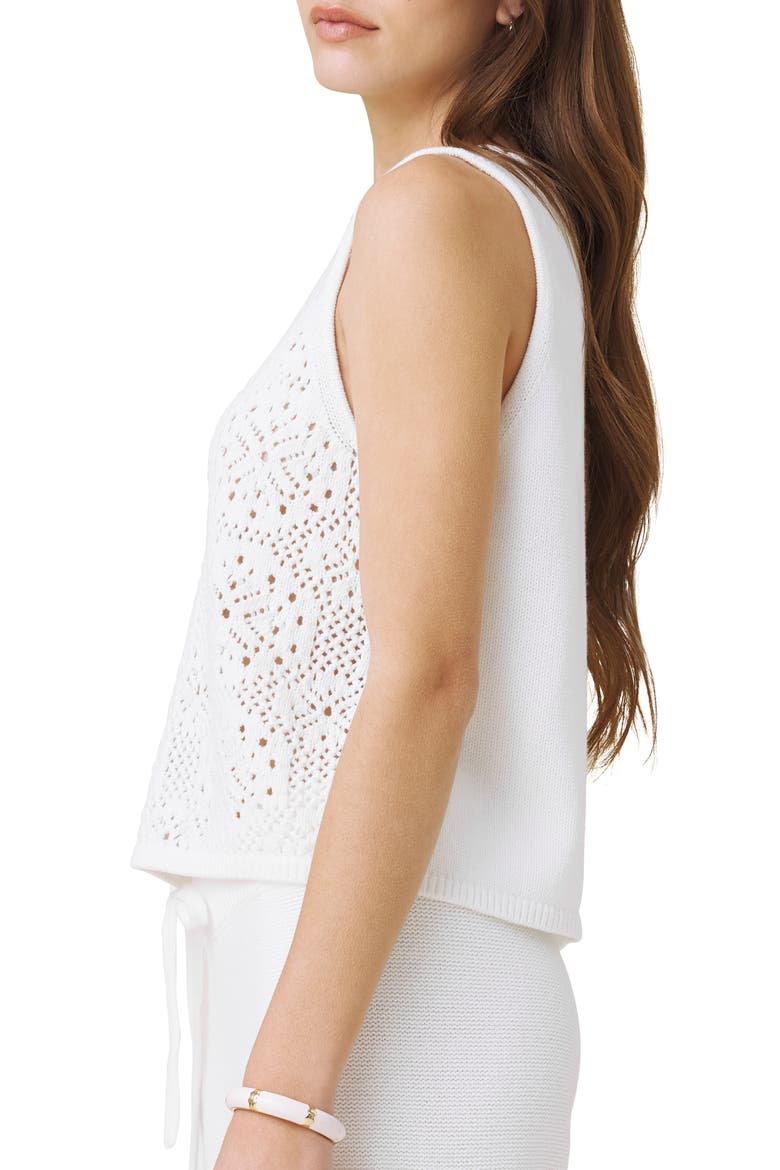 Open Stitch Sleeveless Top, Alternate, color, WHITE