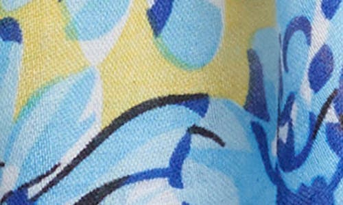 Area Stars Flower Print Scarf In Blue