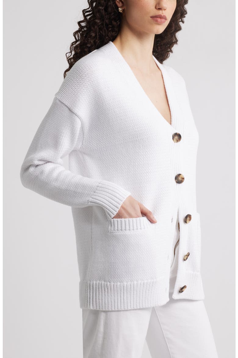 Chunky Cotton Blend Cardigan, Alternate, color, WHITE