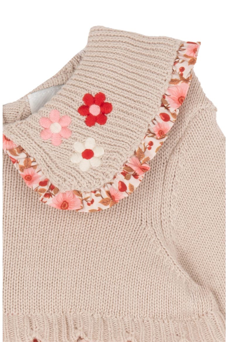 Kids' Floral Embroidered Peter Pan Collar Dress & Bloomers Set, Alternate, color, TAUPE