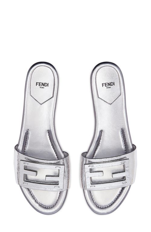 Fendi Baguette Metallic Slide Sandal