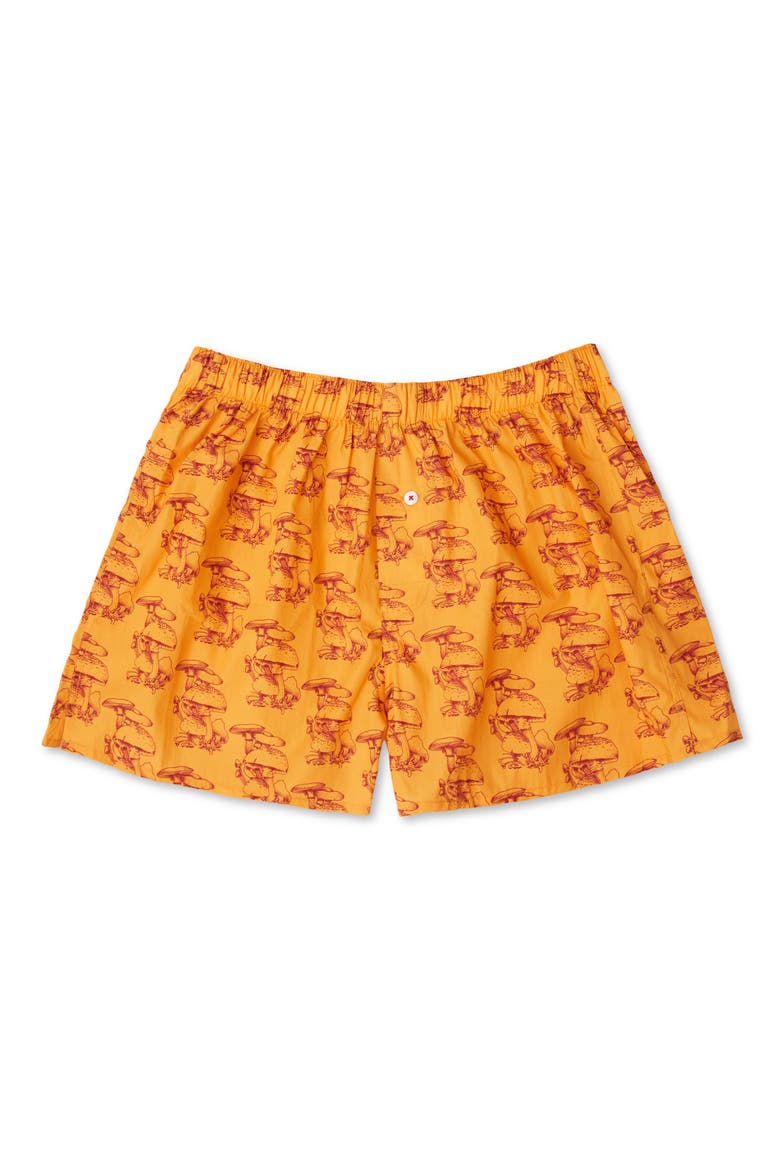 Organic Cotton Gorey Sketch Shroom Boxer Short, Main, color, BUTTERSCOTCH