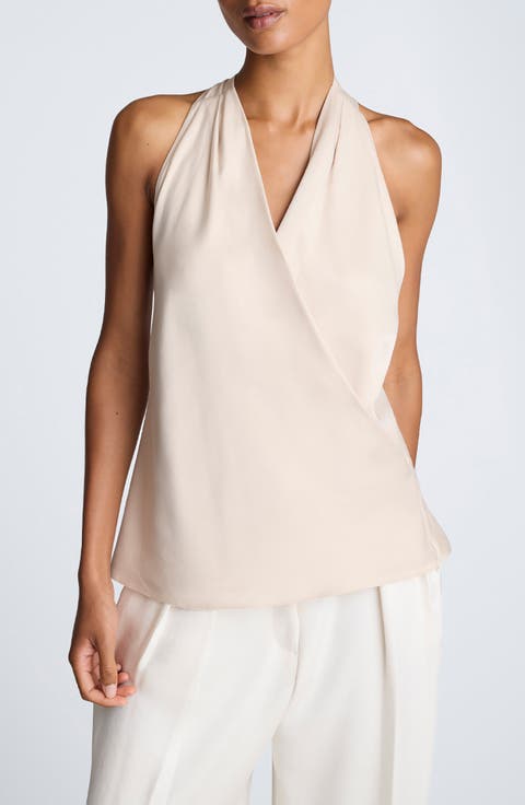 Crossover Tie Back Halter Blouse