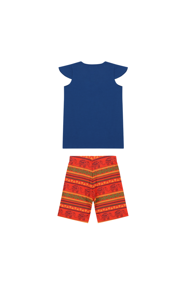 Mixed Up Clothing Girls Burda Tunic & Short Set, Alternate, color, Sodalite Blue/Jacquard Stripe