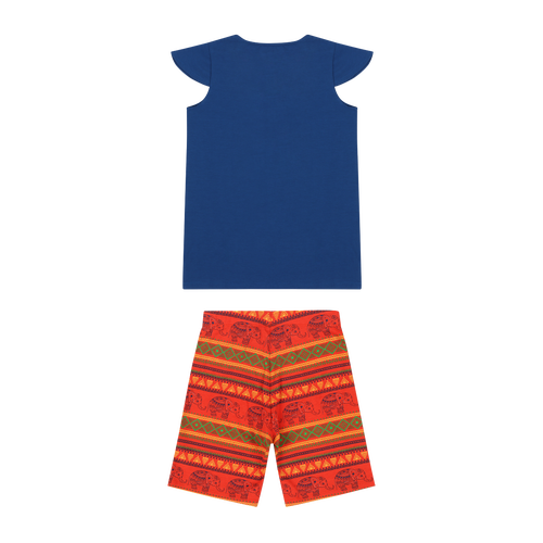 Mixed Up Clothing Girls Burda Tunic & Short Set In Sodalite Blue/jacquard Stripe