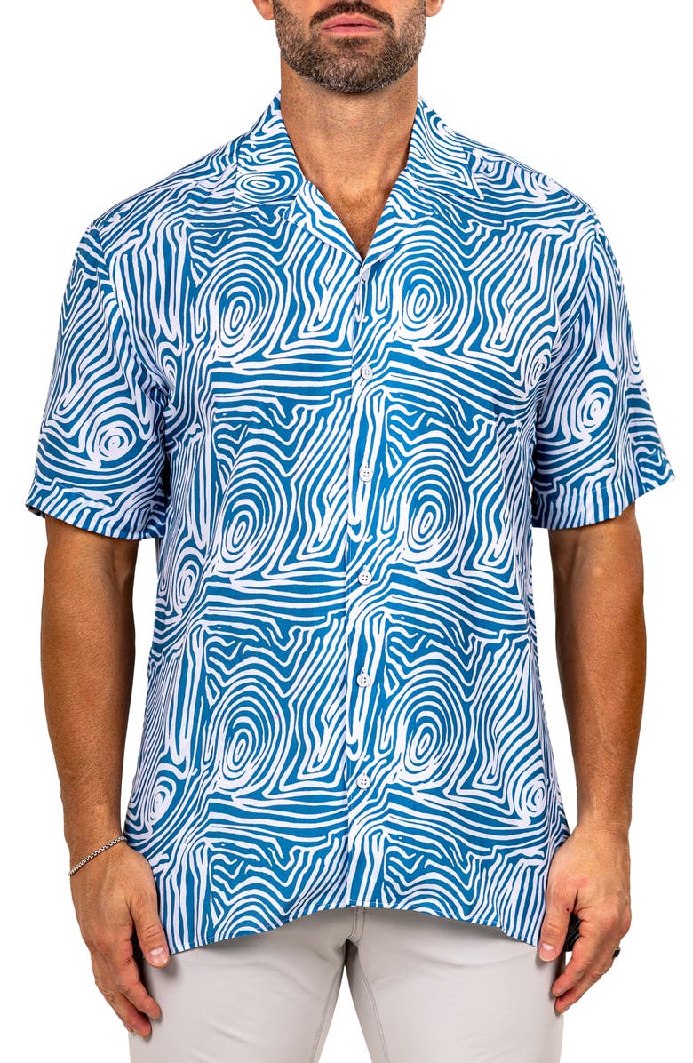 Maceoo Apachi Marthyr0250 Blue Camp Shirt, Main, color, 