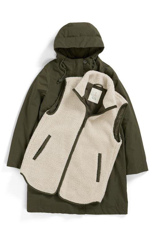Seasalt Cornwall Holdfast Waterproof Hooded Parka With Removable High Pile Fleece Vest In Green