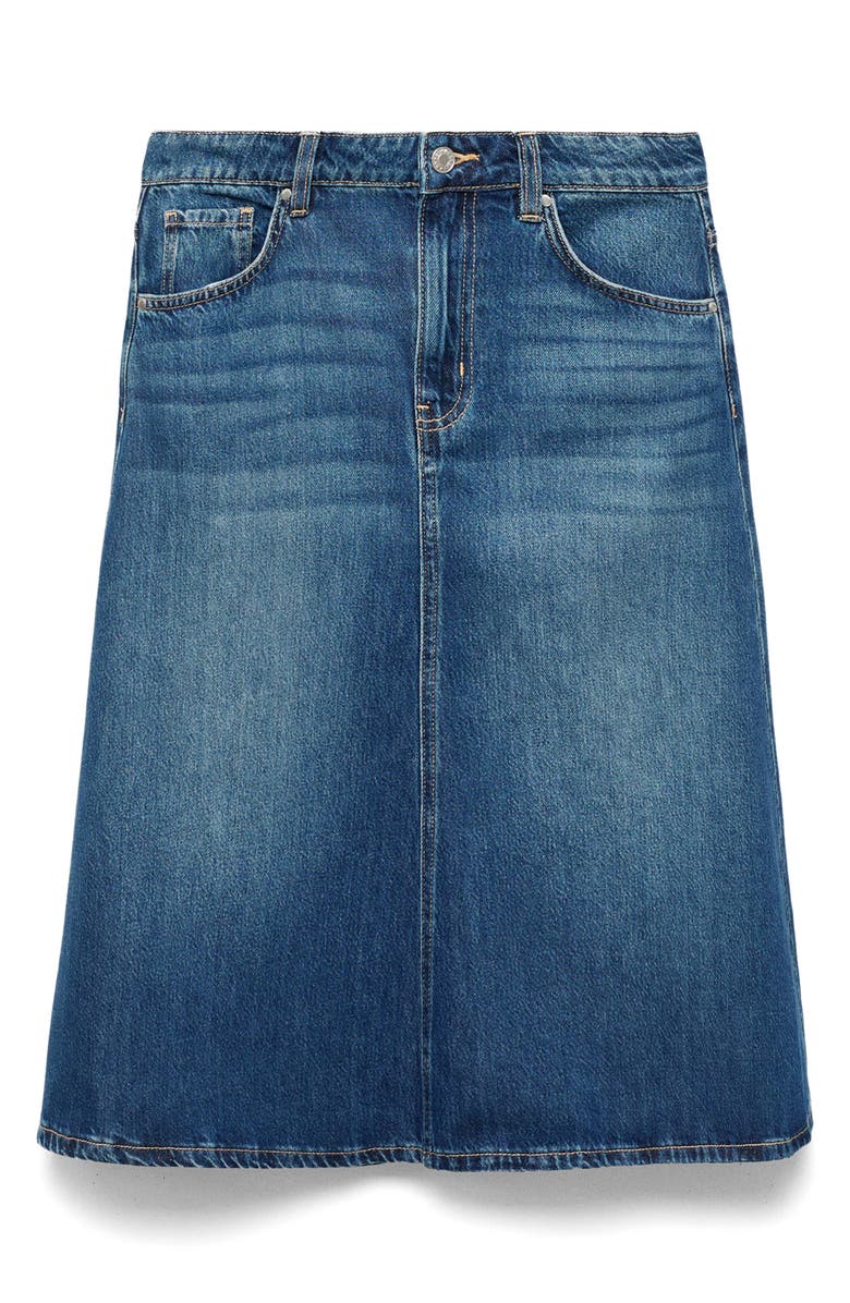 MANGO Denim Midi Skirt, Alternate, color, Dark Blue