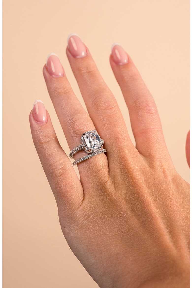 Radiant Cut Cubic Zirconia Ring, Alternate, color, SILVER