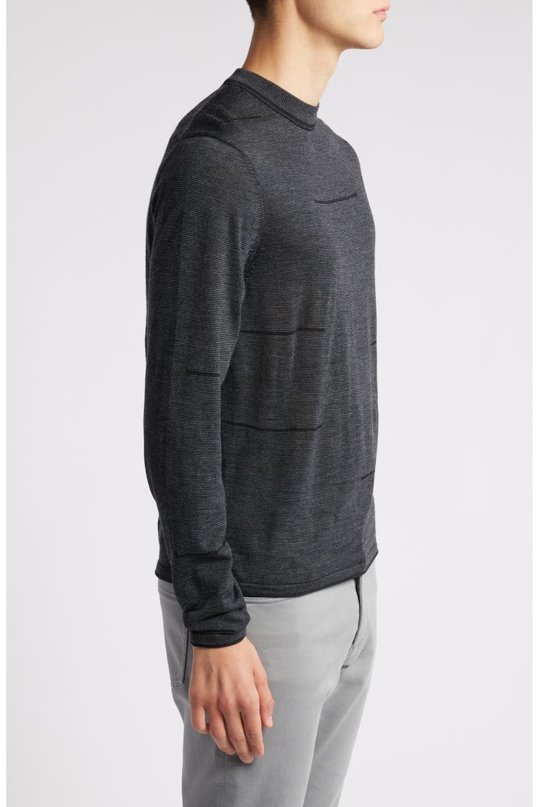 Albany Broken Stripe Wool Crewneck Sweater, Alternate, color, GREY