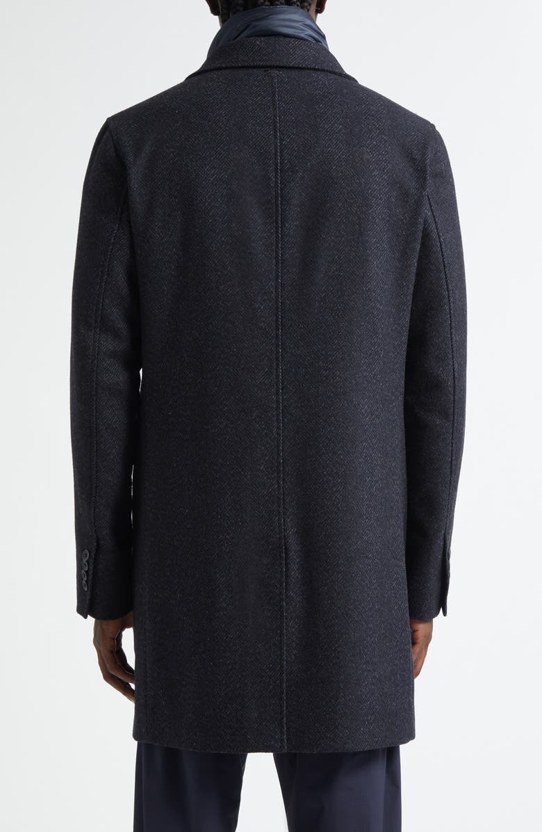 Herno Wool Blend Herringbone Topcoat with Removable Insulated Bib, Alternate, color, Blue Navy