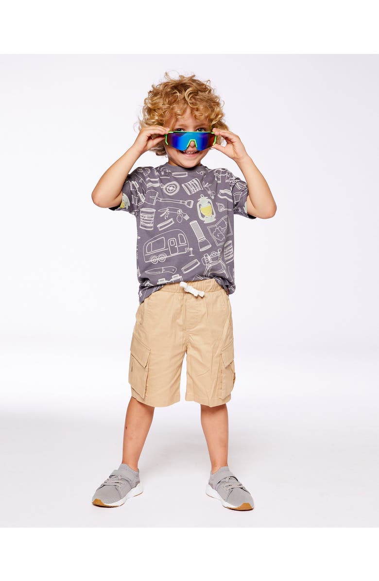 Deux par Deux Boy's Printed Organic Cotton Tee Grayish Blue And Camping, Alternate, color,