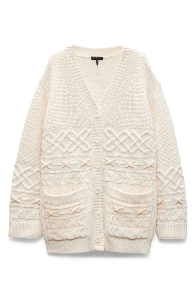 rag & bone Conley Wool & Cashmere Cardigan, Alternate, color, Ivory