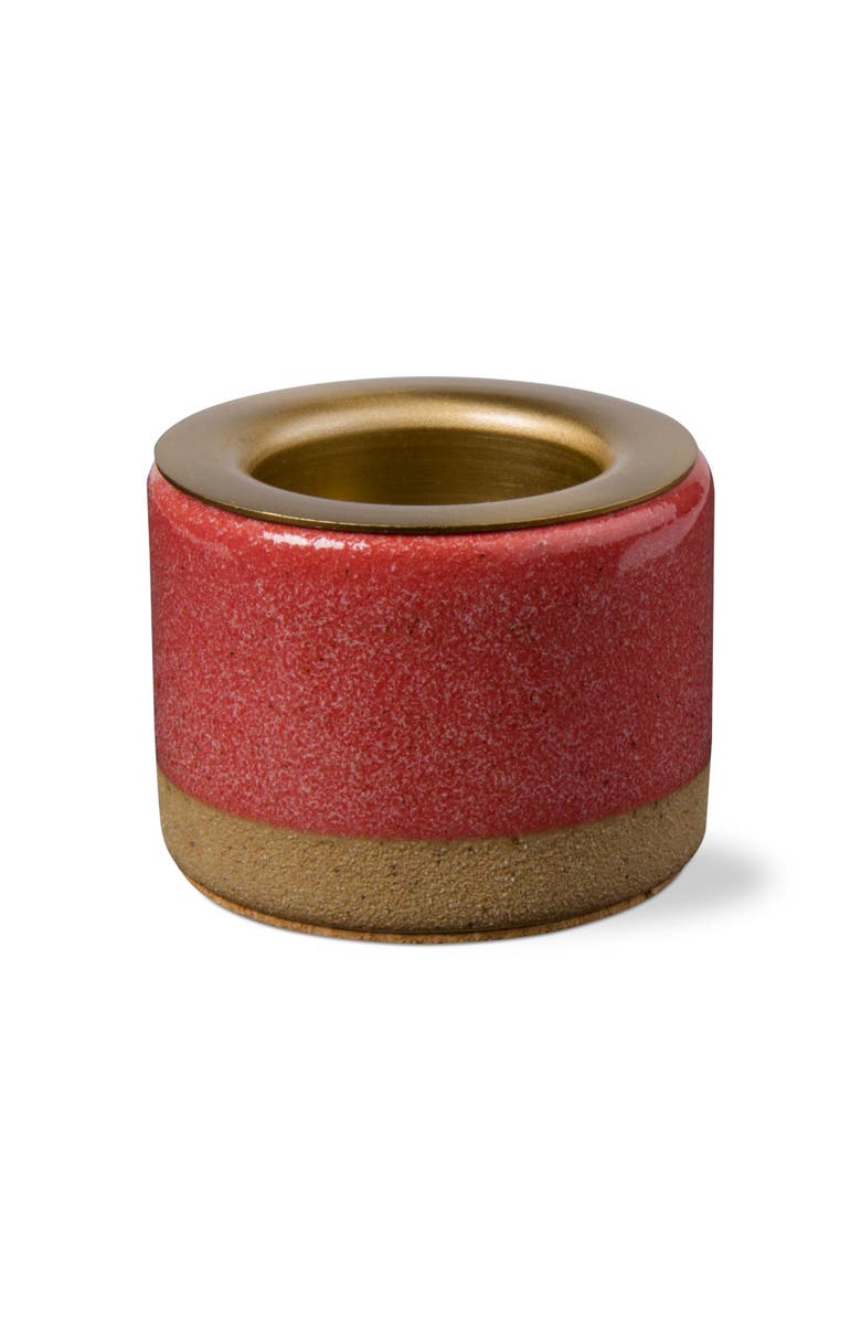 tag Glazed Tealight Taper Holder Ceramic Candle Holder Rose Design, Main, color, Pink