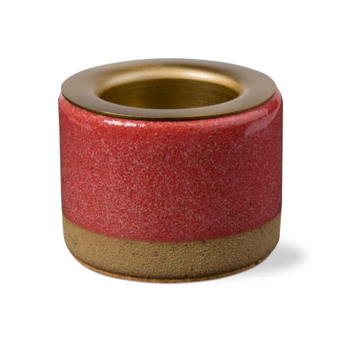 Glazed Tealight Taper Holder Ceramic Candle Holder Rose Design