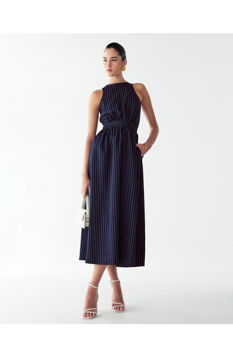 WILLA Liliana Dress, Alternate, color, Navy Pinstripe