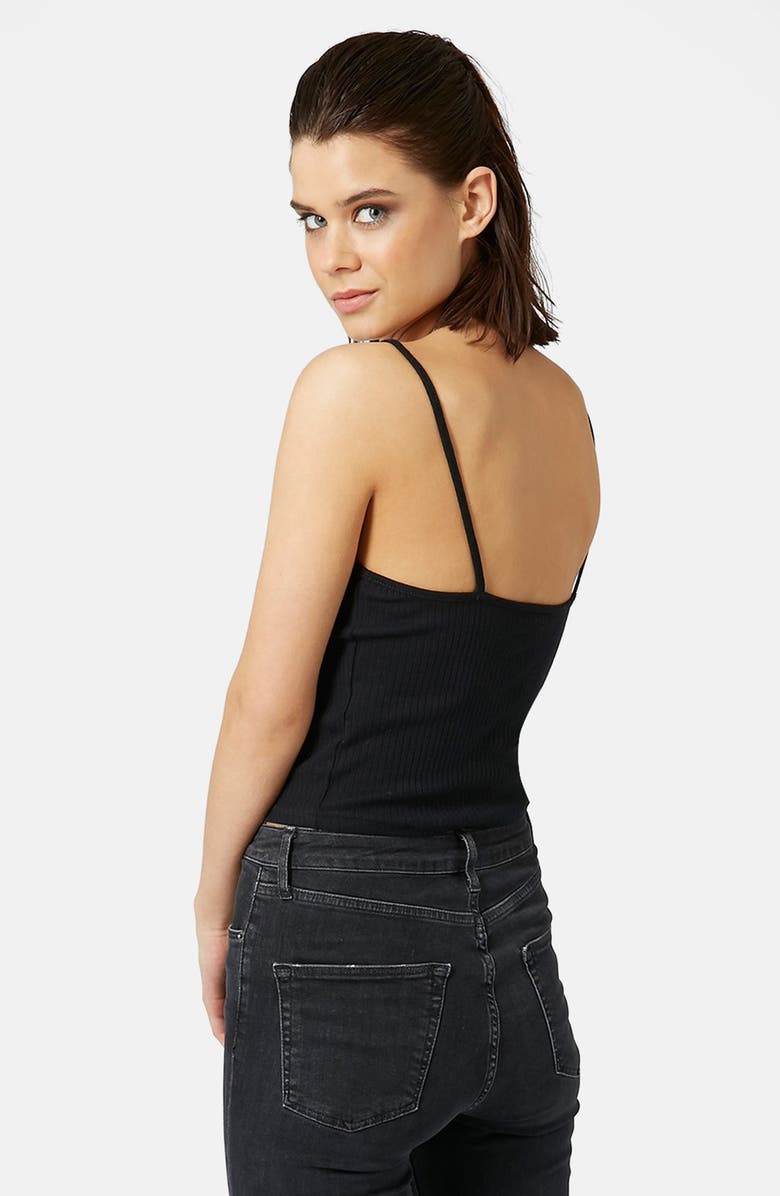 Topshop Ribbed Crop Camisole, Alternate, color, 
