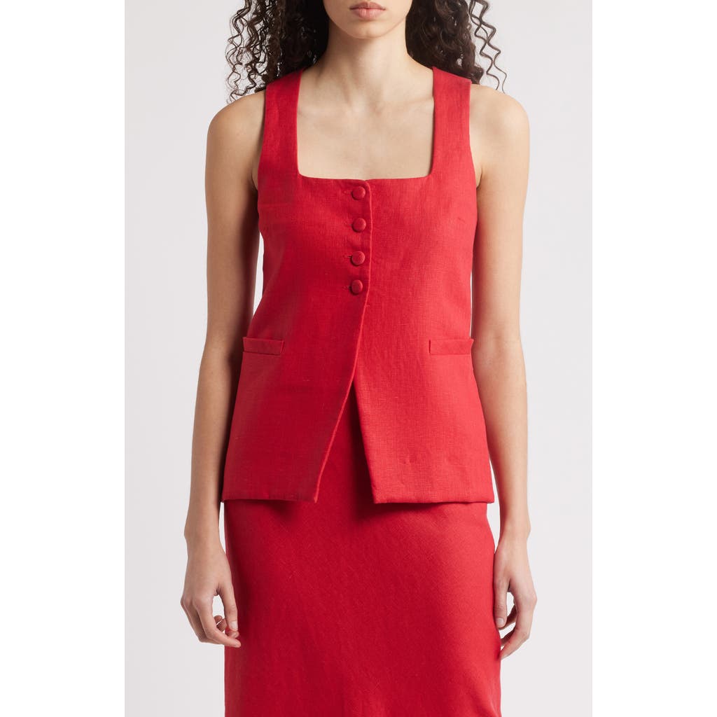 Shop Faithfull The Brand Jacket Linen Vest In Red