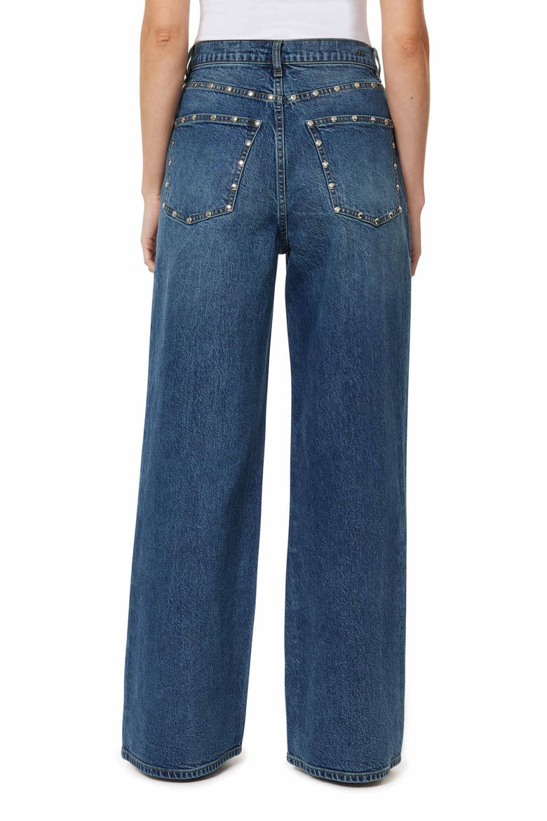 Gemma Studded High Waist Wide Leg Jeans, Alternate, color, LAKE