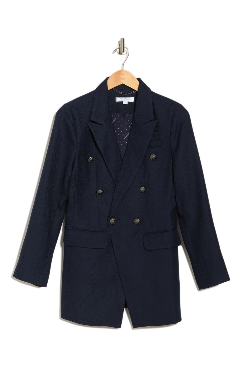 Princess Polly Textured Weave Blazer, Alternate, color, NAVY