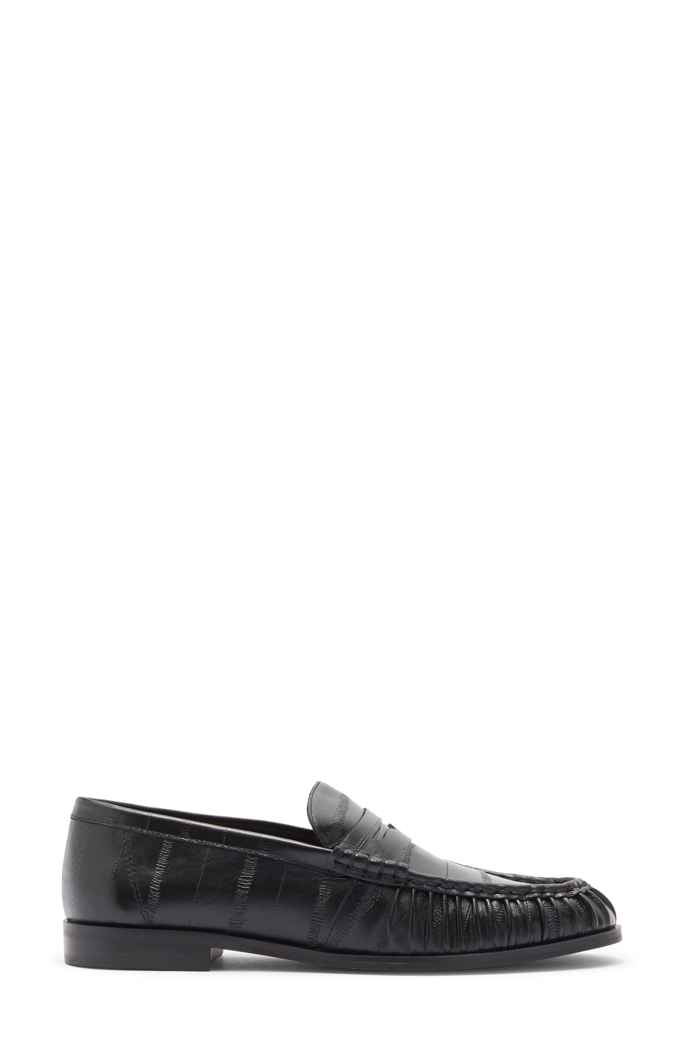 Steve Madden Hartly Leather Loafer, Alternate, color, Black Crinkle