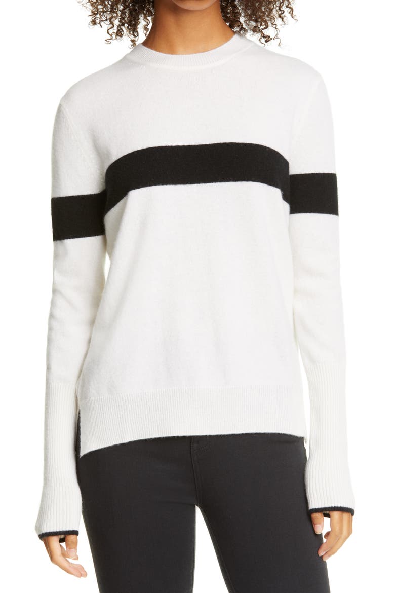 Bold Stripe Cashmere Sweater, Main, color, CREAM/ BLACK