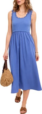 MINT VELVET Scallop Short Sleeve Trim Midi Dress