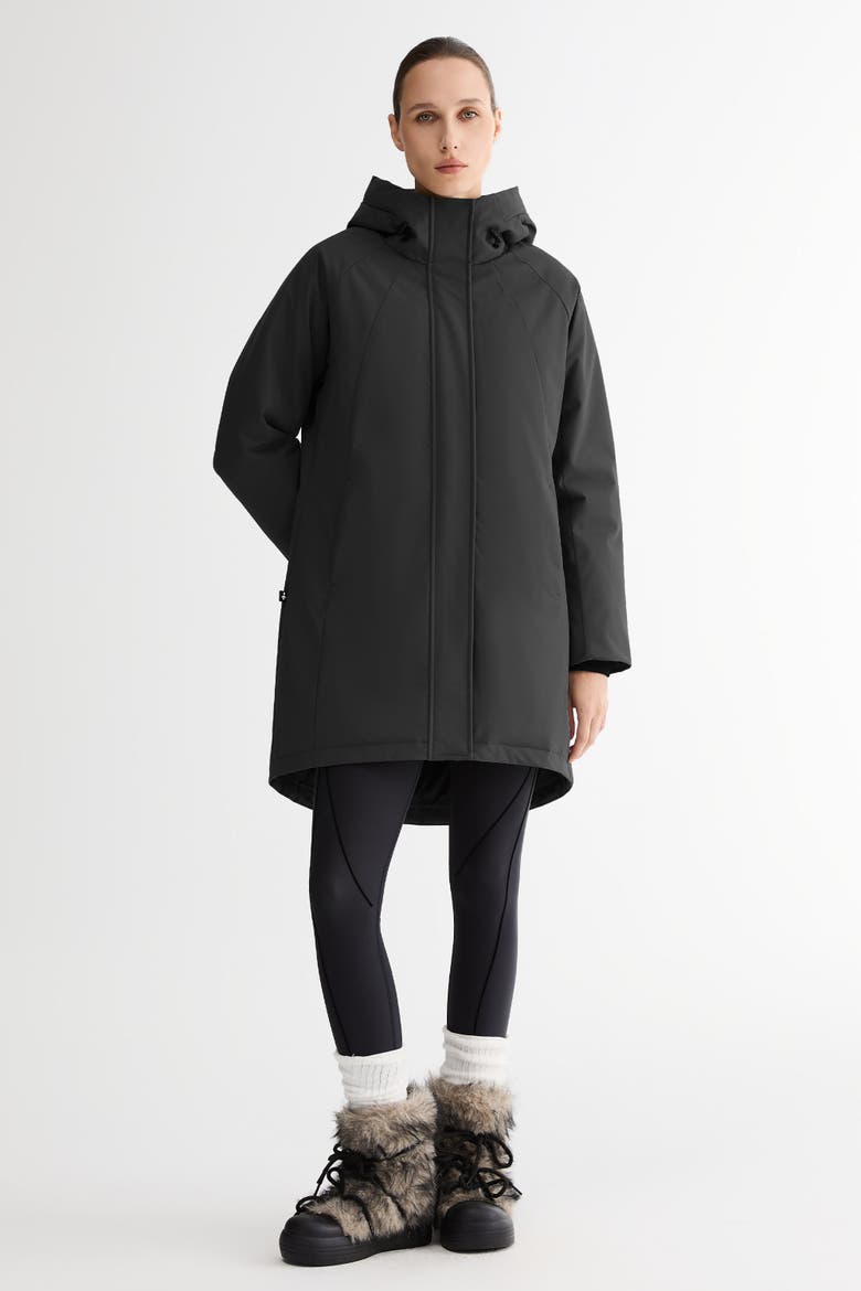 Mid-Length Windproof Parka Coat, Main, color, Black