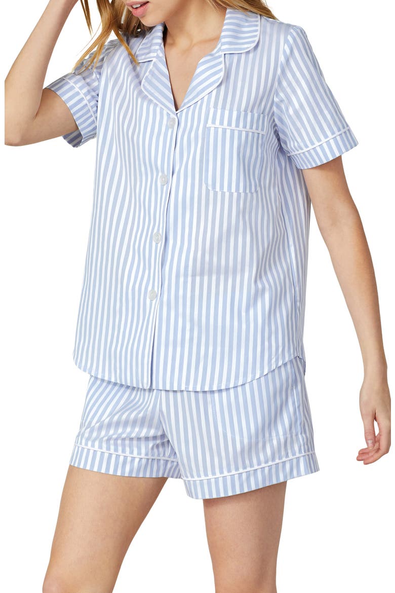 3D Stripe Organic Cotton Sateen Short Pajamas, Alternate, color, BLUE