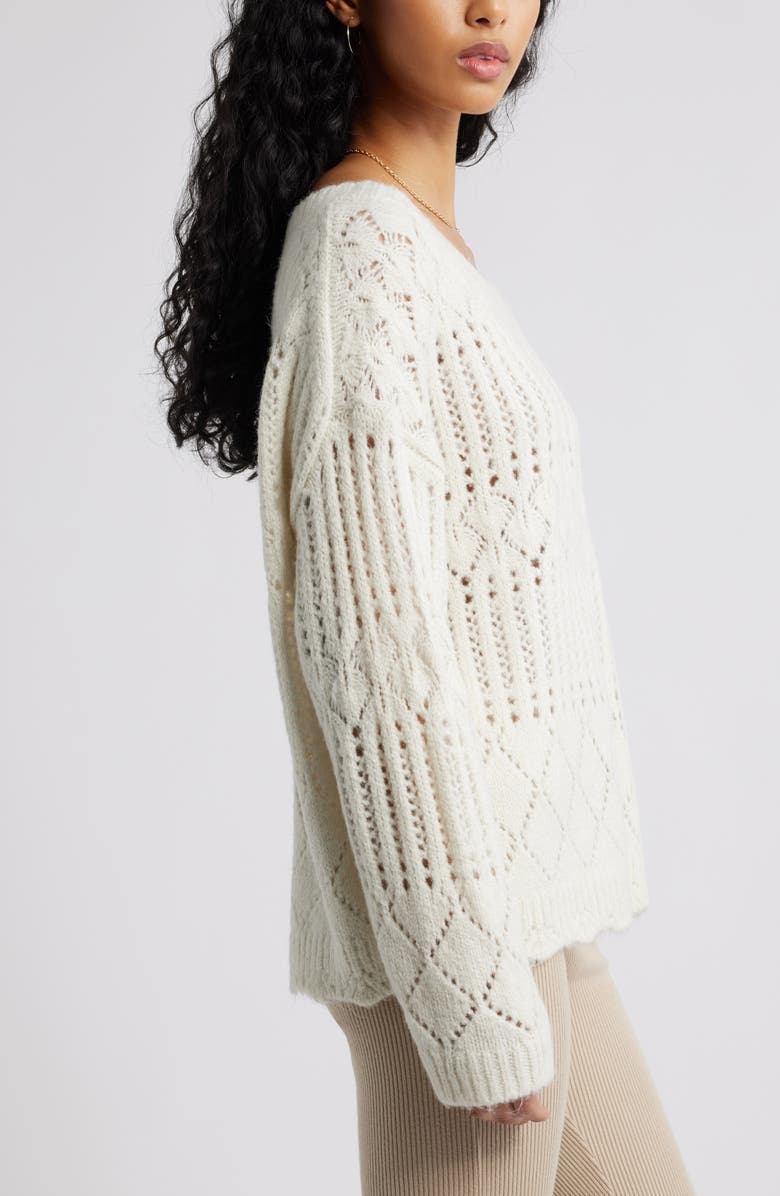 BP. Open Stitch Oversize Sweater, Alternate, color, Ivory