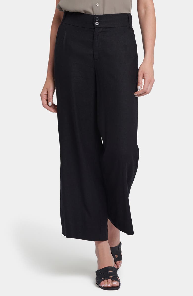 NYDJ Waverly Linen Blend Wide Leg Pants, Main, color, Black