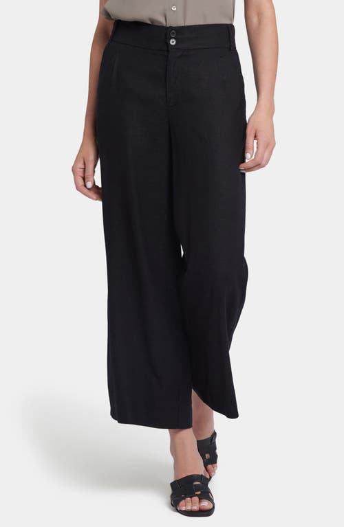 Nydj Waverly Linen Blend Wide Leg Pants In Black
