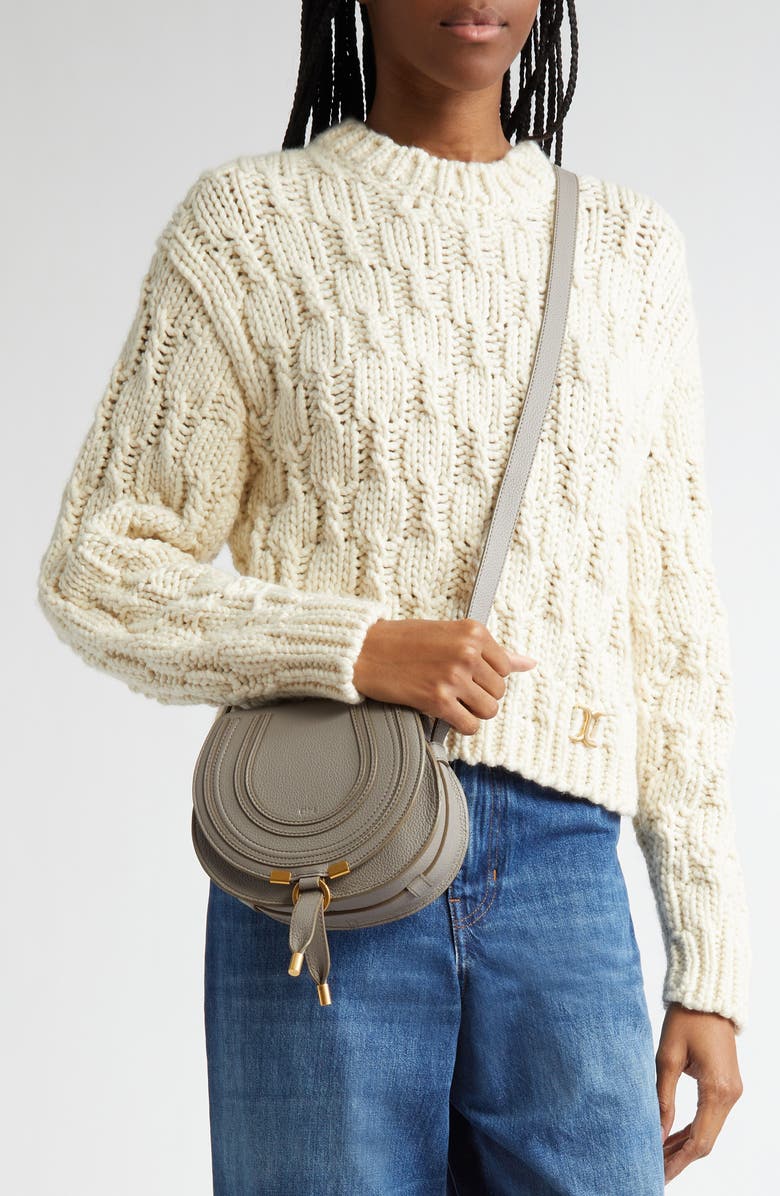 Chloé Small Marcie Leather Crossbody Bag, Alternate, color, Cashmere Grey