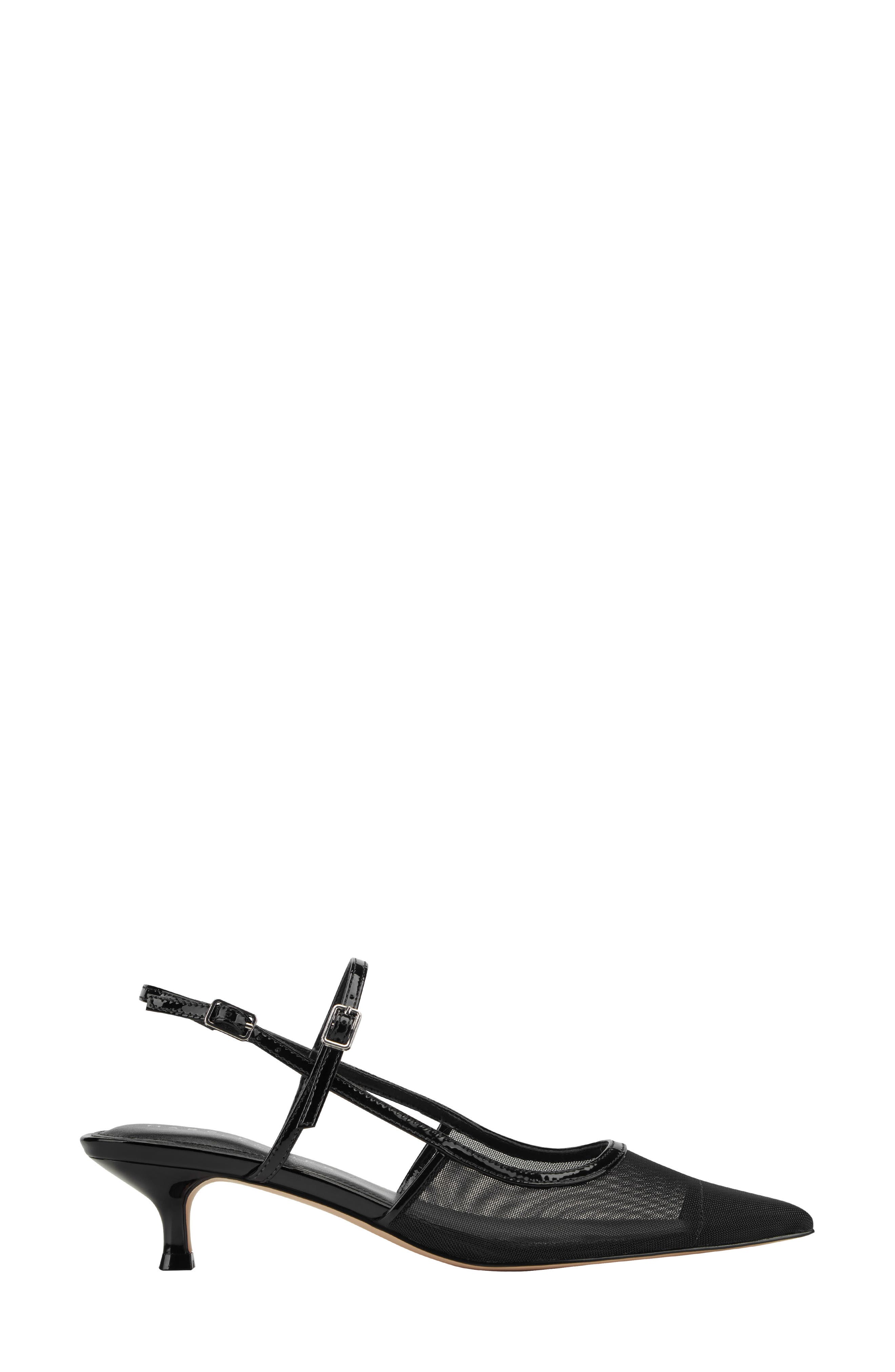 Marc Fisher LTD Ceddy Slingback Pointed Toe Kitten Heel Pump, Alternate, color, Black